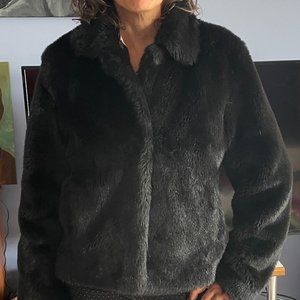 Black & White Market Faux Fur Black Jacket, Women's, Size M
